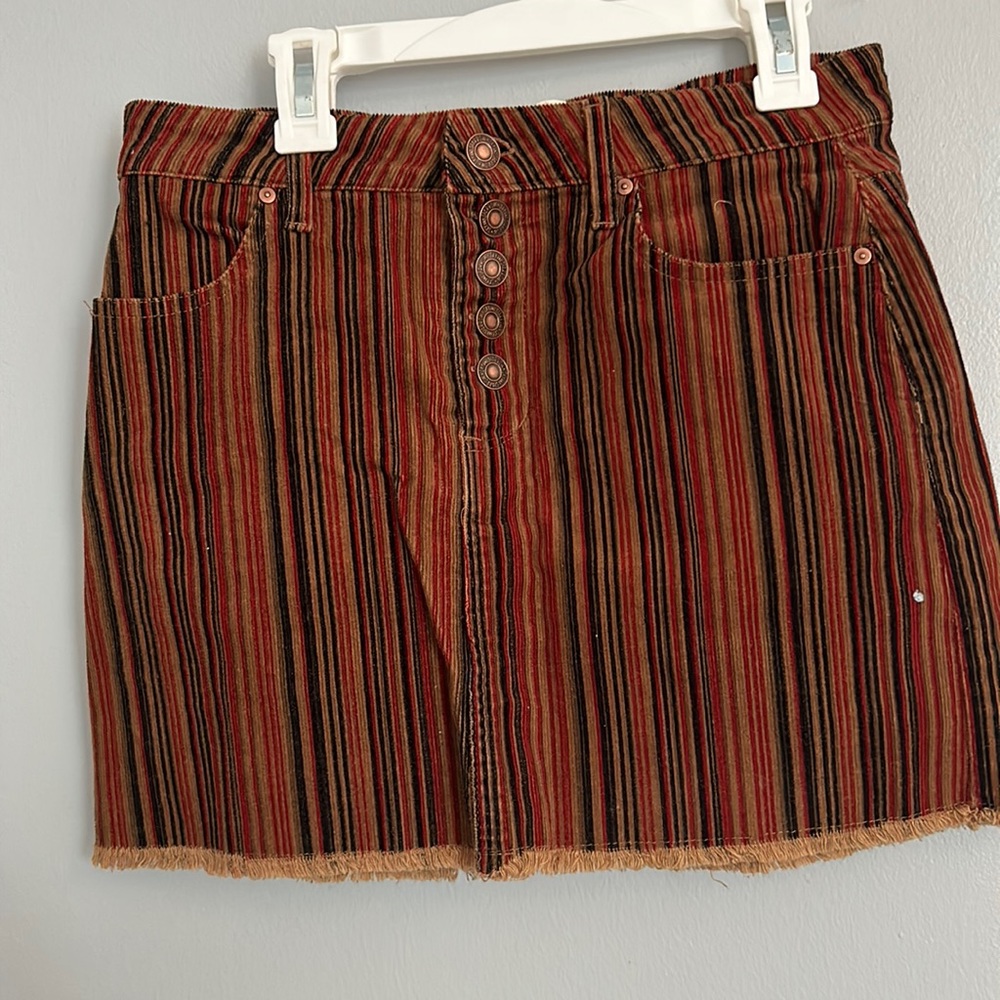 Burgundy striped skirt